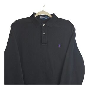 Polo Ralph‎ Lauren Shirt Mens Medium Collared Long Sleeve Black Purple Pony Logo